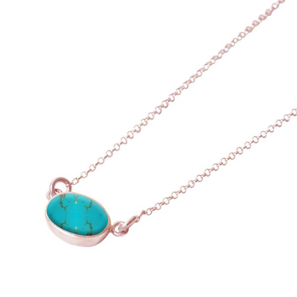 Rose Gold Turquoise Oval Single Stone Choker