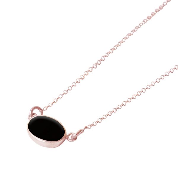 Rose Gold Whitby Jet Oval Single Stone Choker