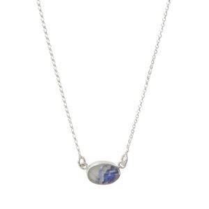 Silver Blue John Single Oval Stone Choker