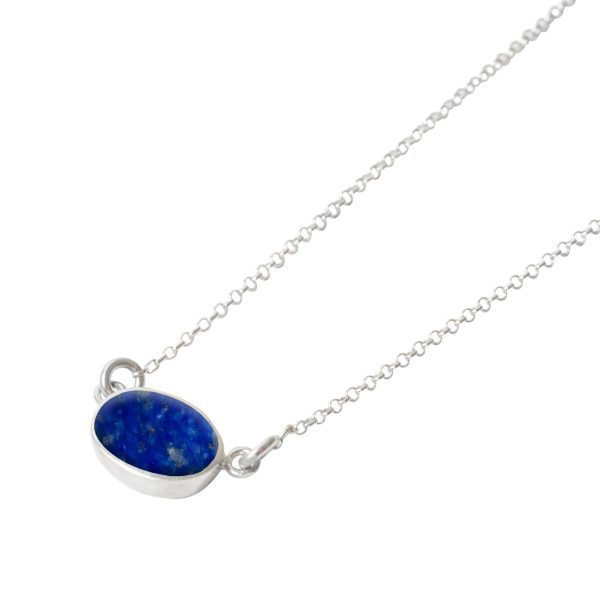 Silver Lapis Oval Single Stone Choker