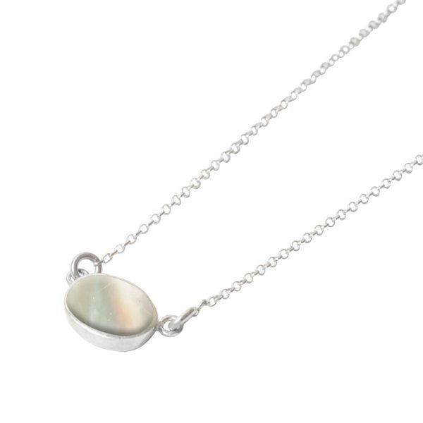 Silver Mother of Pearl Oval Single Stone Choker