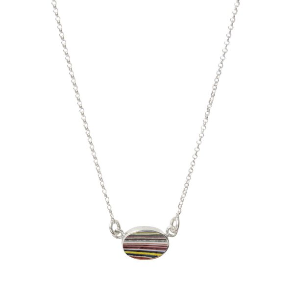 White Gold Fordite Single Stone Choker