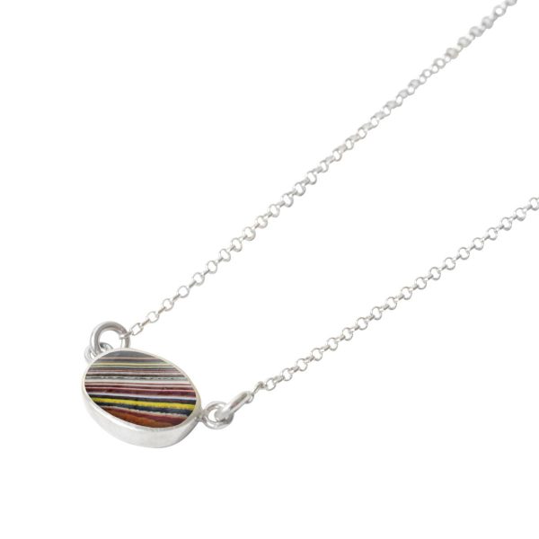 White Gold Fordite Single Stone Choker