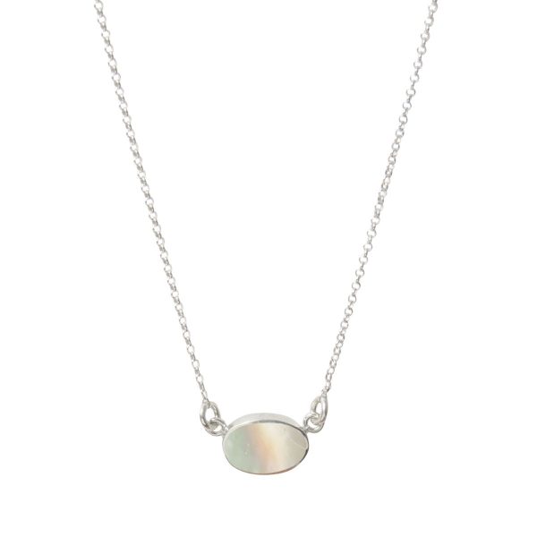 White Gold Mother of Pearl Single Stone Choker