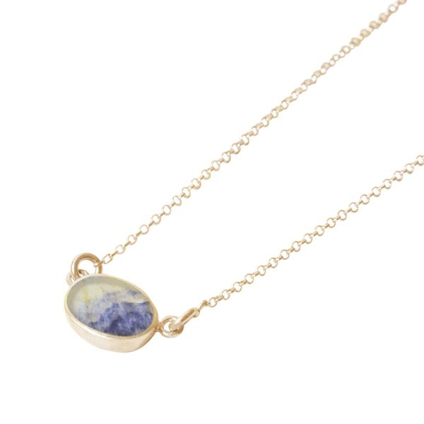 Yellow Gold Blue John Oval Single Stone Choker