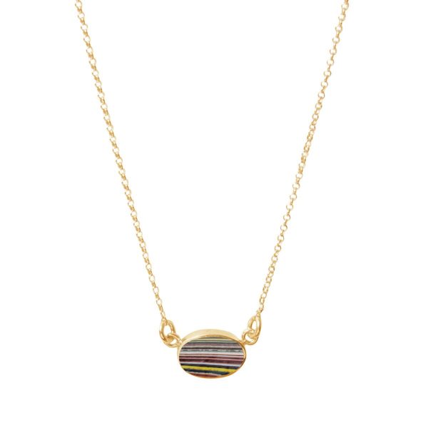 Yellow Gold Fordite Single Stone Choker