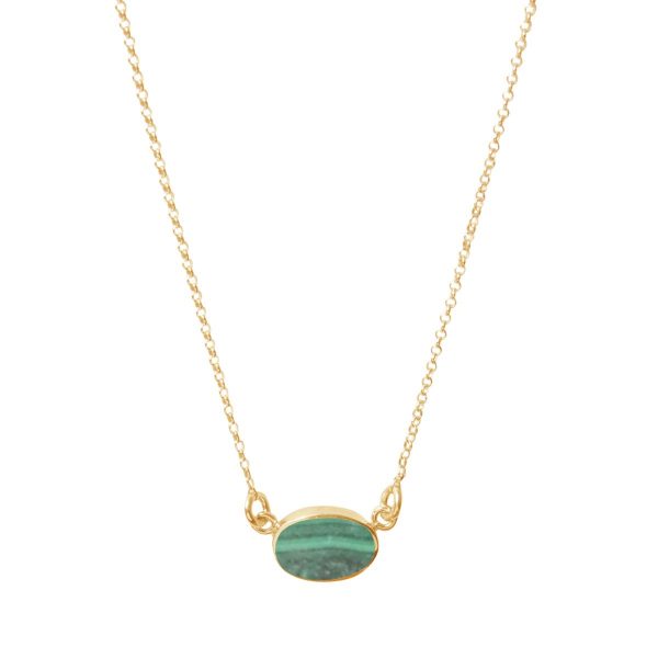 Yellow Gold Malachite Single Stone Choker