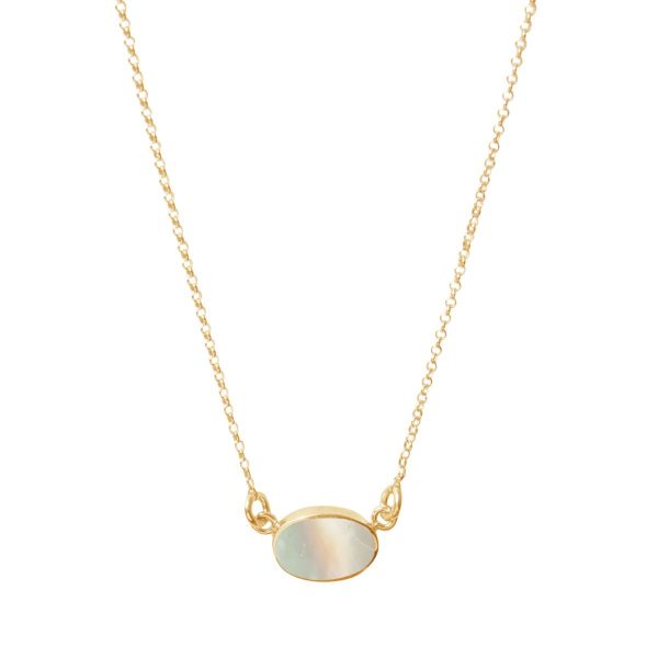 Yellow Gold Mother of Pearl Single Stone Choker