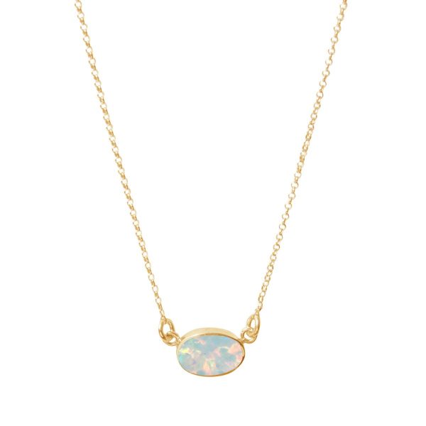 Yellow Gold Opalite Sun Ice Single Stone Choker