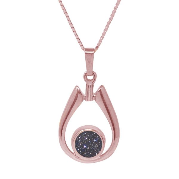 Rose Gold Blue Goldstone Pendant