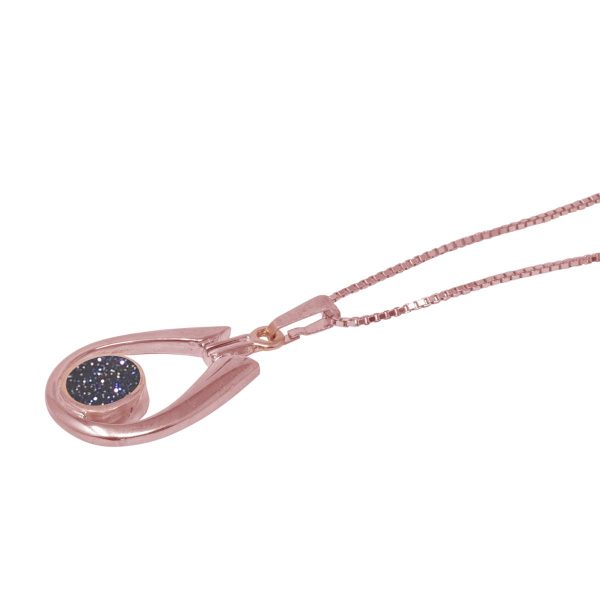 Rose Gold Blue Goldstone Pendant