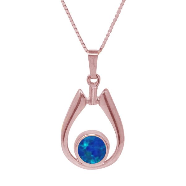 Rose Gold Cobalt Blue Opalite Pendant