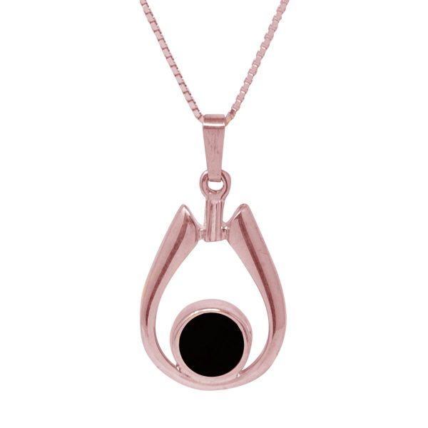 Rose Gold Whitby Jet Pendant