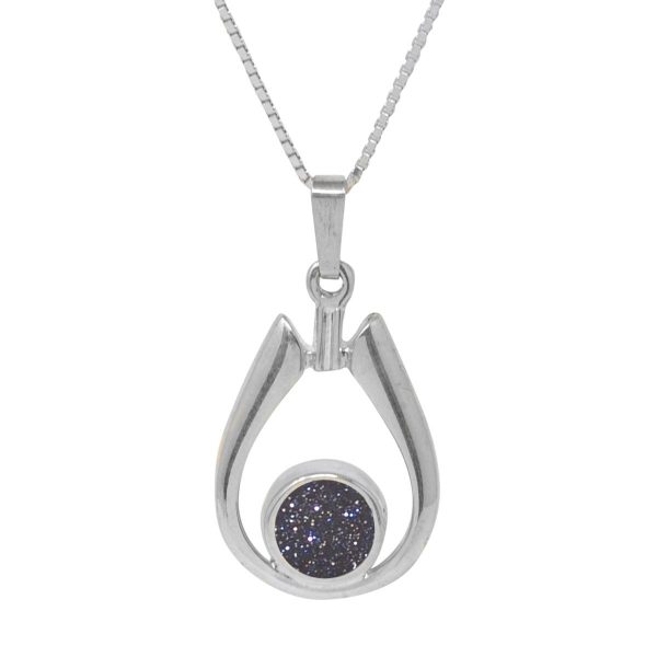 White Gold Blue Goldstone Pendant