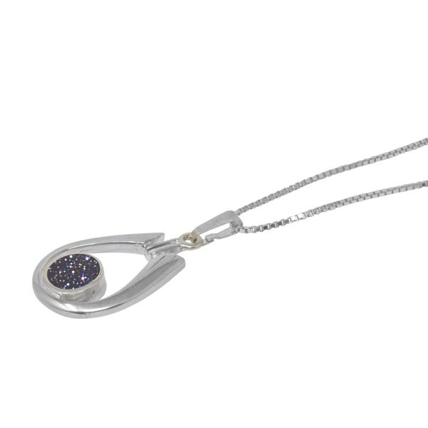 White Gold Blue Goldstone Pendant