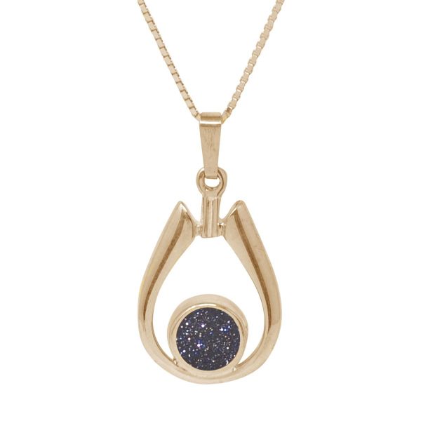 Yellow Gold Blue Goldstone Pendant