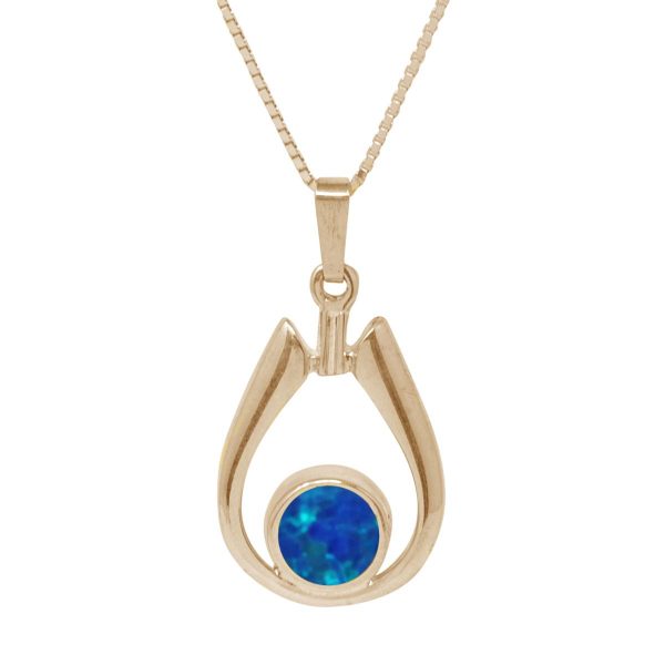 Yellow Gold Cobalt Blue Opalite Pendant