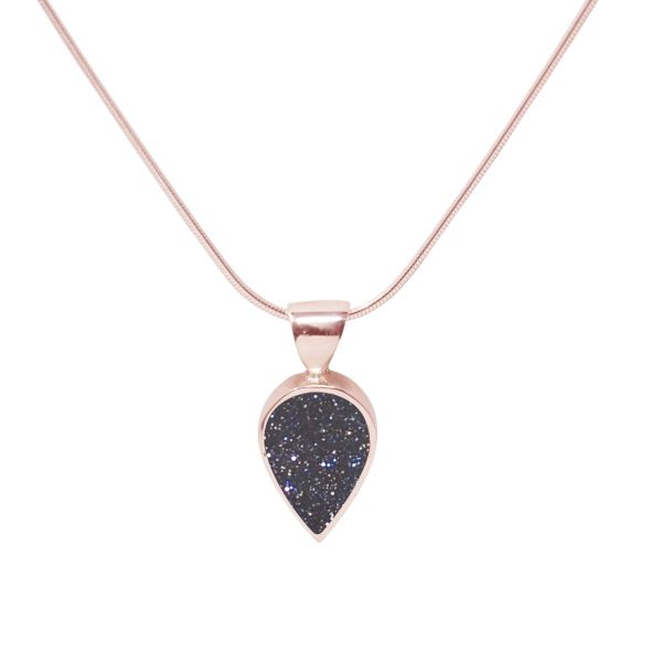 Rose Gold Blue Goldstone Pendant