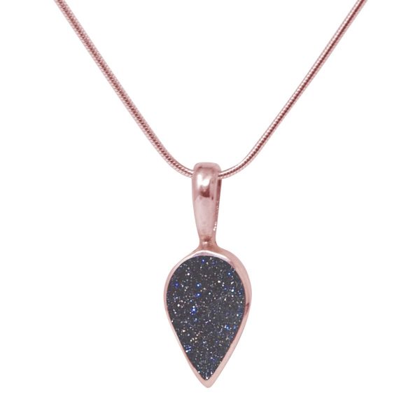 Rose Gold Blue Goldstone Pendant