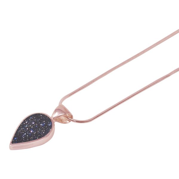 Rose Gold Blue Goldstone Pendant