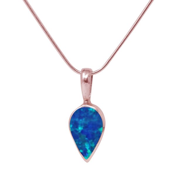 Rose Gold Cobalt Blue Opalite Pendant