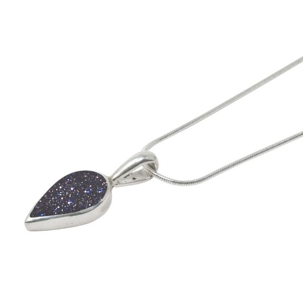 White Gold Blue Goldstone Pendant