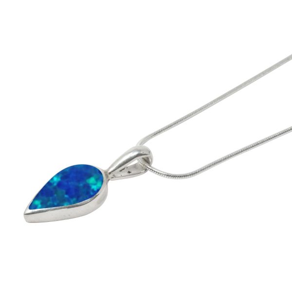 White Gold Opalite Cobalt Blue Pendant