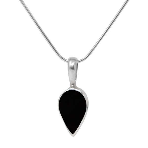 White Gold Whitby Jet Pendant