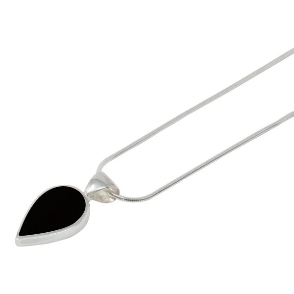 White Gold Whitby Jet Pendant