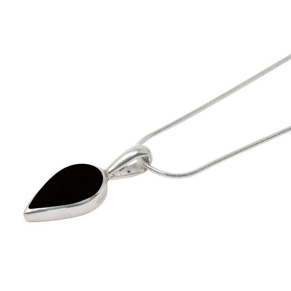 White Gold Whitby Jet Pendant