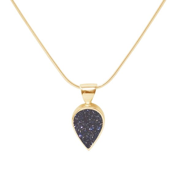 Yellow Gold Blue Goldstone Pendant