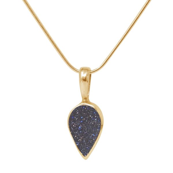 Yellow Gold Blue Goldstone Pendant