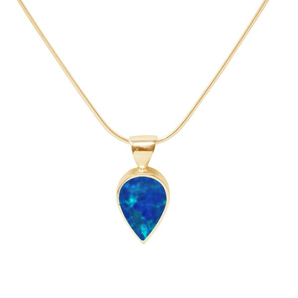 Yellow Gold Opalite Cobalt Blue Pendant