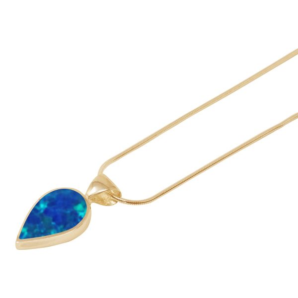 Yellow Gold Opalite Cobalt Blue Pendant