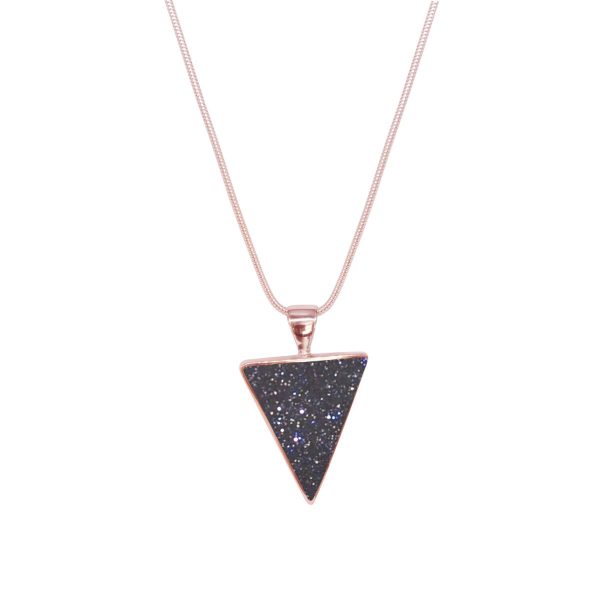 Rose Gold Blue Goldstone Triangular Pendant