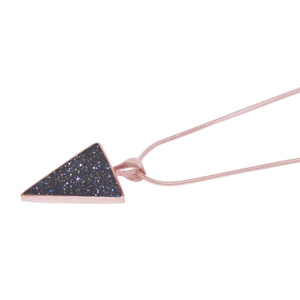 Rose Gold Blue Goldstone Triangular Pendant