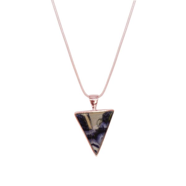 Rose Gold Blue John Triangular Pendant