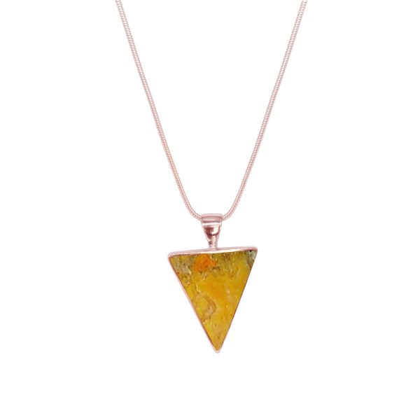 Rose Gold Bumblebee Jasper Triangular Pendant