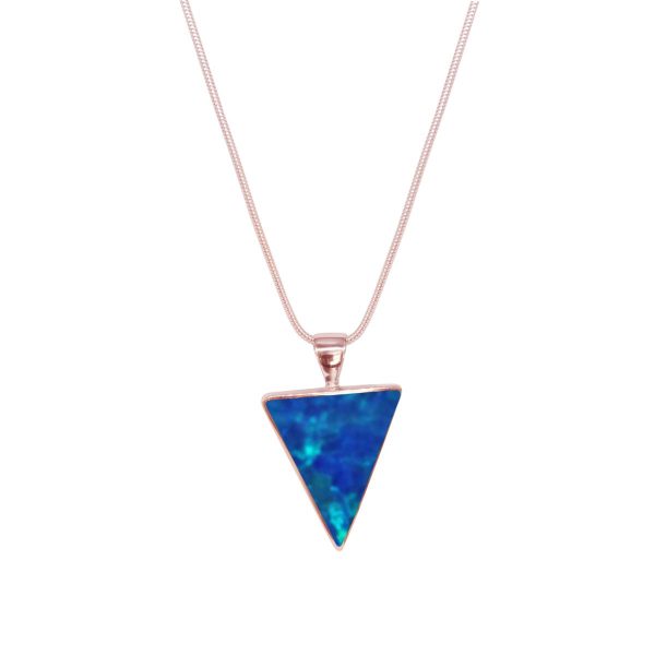 Rose Gold Opalite Cobalt Blue Triangular Pendant