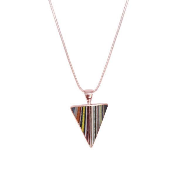 Rose Gold Fordite Triangular Pendant