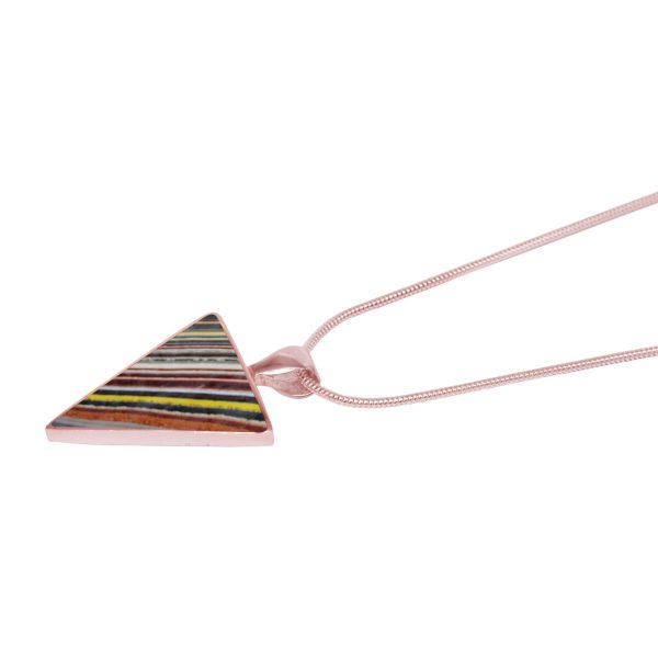 Rose Gold Fordite Triangular Pendant