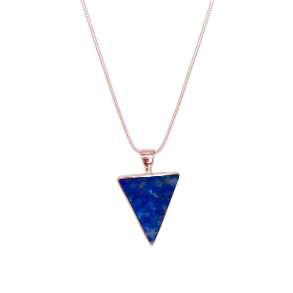 Rose Gold Lapis Triangular Pendant