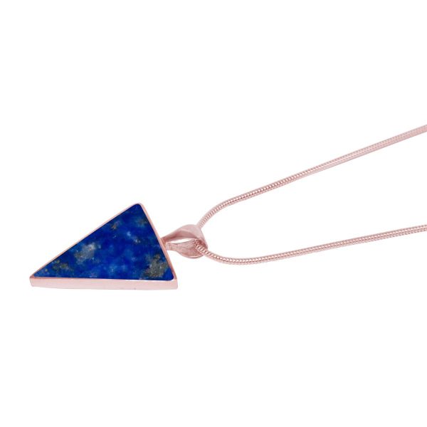 Rose Gold Lapis Triangular Pendant