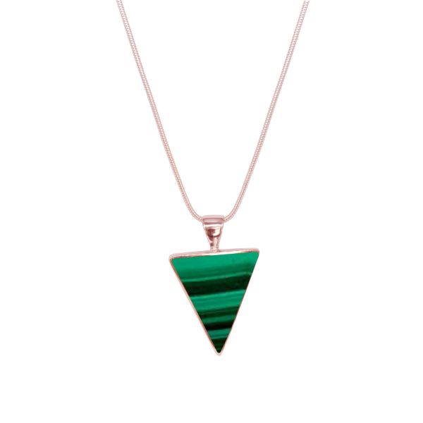 Rose Gold Malachite Triangular Pendant