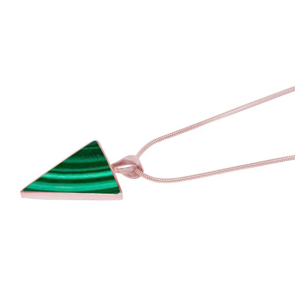 Rose Gold Malachite Triangular Pendant