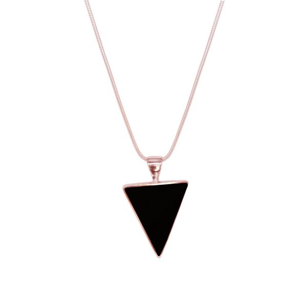 Rose Gold Whitby Jet Triangular Pendant