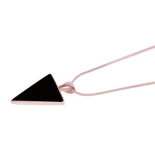 Rose Gold Whitby Jet Triangular Pendant