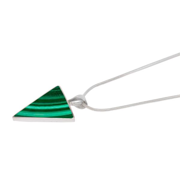 Silver Malachite Triangular Pendant