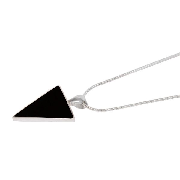 Silver Whitby Jet Triangular Pendant