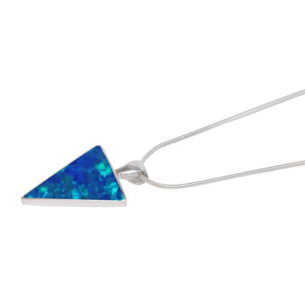 White Gold Opalite Cobalt Blue Triangular Pendant